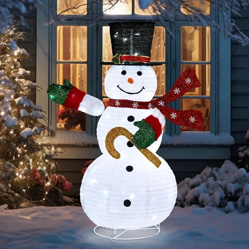 Besuche den LEADZM-Store LEADZM Beleuchteter Schneemann Weihnachtsdekoration Outdoor, Wetterfeste LED Schneemann Deko außen mit 100 LED Lichtern für Garten und Haus, 123 cm — Weihnachtsbeleuchtung