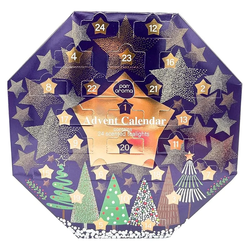 Marke: Pan Aroma Pan Aroma Teelicht-Adventskalender-Kranz, Duftkerzen Geschenkset, 6 festliche Düfte mit je 3 Stunden + Brenndauer, Weihnachtsgeschenke für Frauen (24 Weihnachtsduft-Teelichter) — Kerzenlicht Abendessen