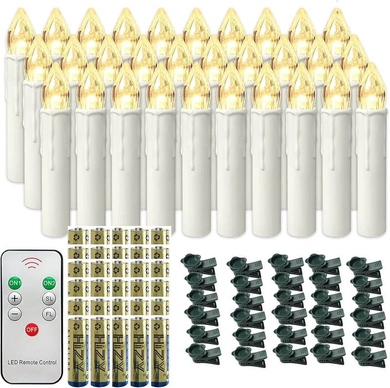 Besuche den NAIZY-Store NAIZY 30 stück LED Kerzen mit Timerfunktion IP44 Stumpenkerzen, Warmweiß — Weihnachtsbeleuchtung
