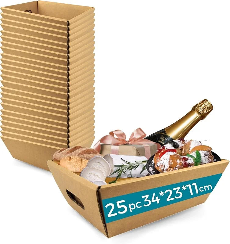 Besuche den Espirito Rebelde-Store 25x Kartonbox für Geschenkkörbe ohne Deckel 34x23x11 cm – Geschenkbox für Weihnachten, Ostern, Firmenkörbe und Feiern, Espirito Rebelde — Geschenkverpackung