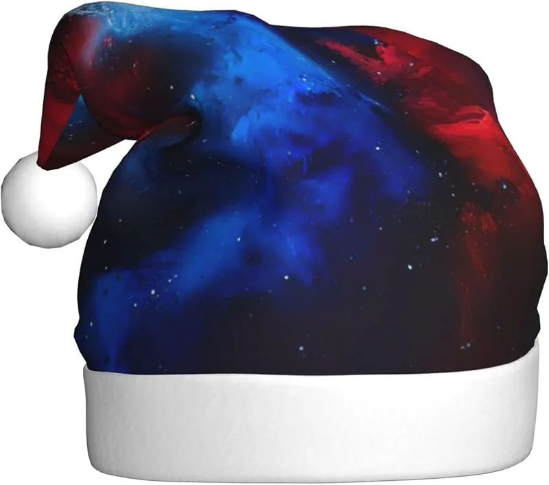 Marke: Tamiger Weihnachtsmützen mit rotem und blauem Galaxie-Druck, saisonal — Weihnachtsmode