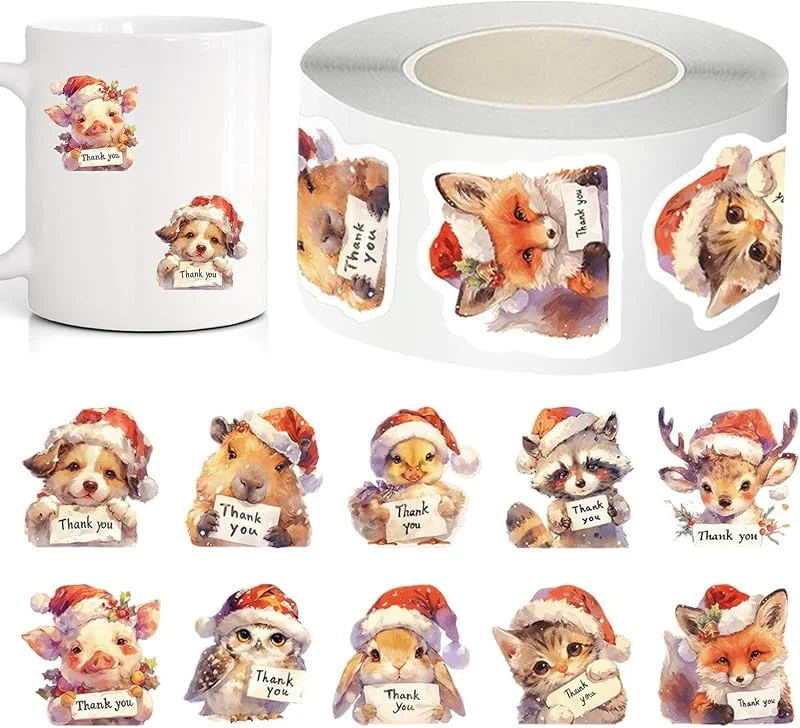 Marke: Gitekain Niedliche Tier Weihnachtsaufkleber Tier Danke Aufkleber Dekoration — Geschenkverpackung