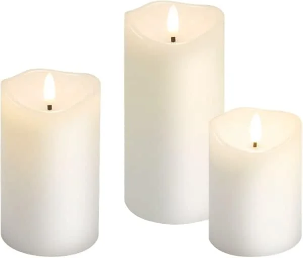 Besuche den goobay-Store LED-Echtwachskerzen 3er-Set, Timer, 3D-Docht, batteriebetrieben, 2700 K — Kerzenlicht Abendessen