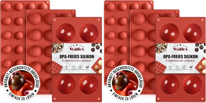 Besuche den Walfos-Store Walfos Bonbon- & Schokoladenformen, Hemisphere Halbkugel-Silikonform, 6 Packungen Backform zur Herstellung von Schokolade, Kuchen, Gelee, Dome-Mousse — Weihnachtskueche