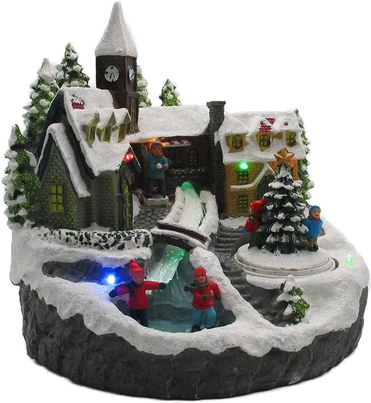 Besuche den Bonetti-Store LED Winterdorf mit drehendem Element, Weihnachtsdeko mit bunter Beleuchtung, detailgetreu gefertigt, Bachlauf mit Farbwechsel (Tanne)