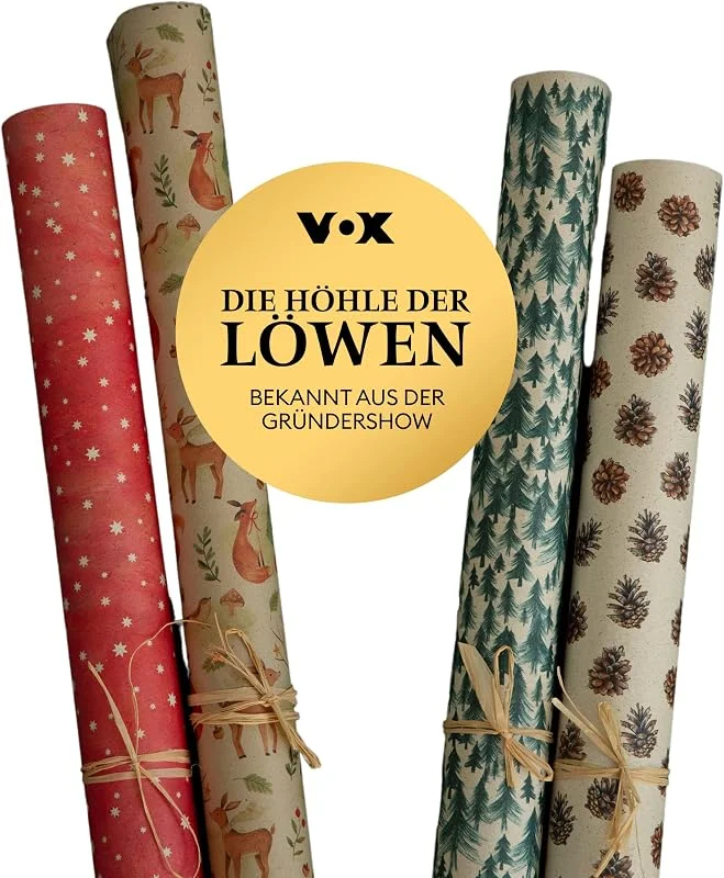 Besuche den PÁPYDO-Store PÁPYDO 4 Rollen Geschenkpapier I Nachhaltiges Graspapier I Hohe Qualität I sehr stabil & made in Germany — Geschenkverpackung