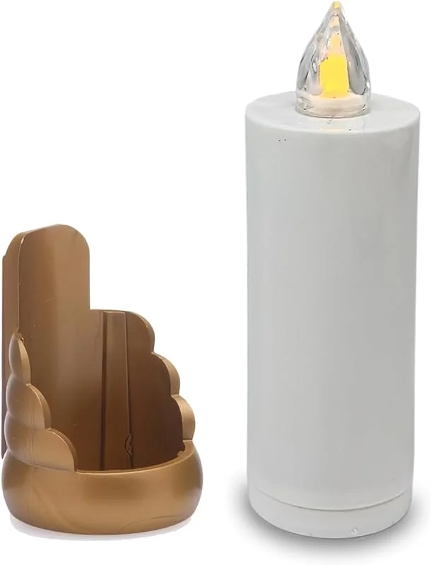 Besuche den AROBA-Store AROBA LED Grabkerze Trauerlicht - Flackereffekt wie echte Kerze - lange Brenndauer bis 60 Tage - wiederverwendbar Friedhofskerze Gedenkkerze Dauerkerze - weiß Gold — Kerzenlicht Abendessen