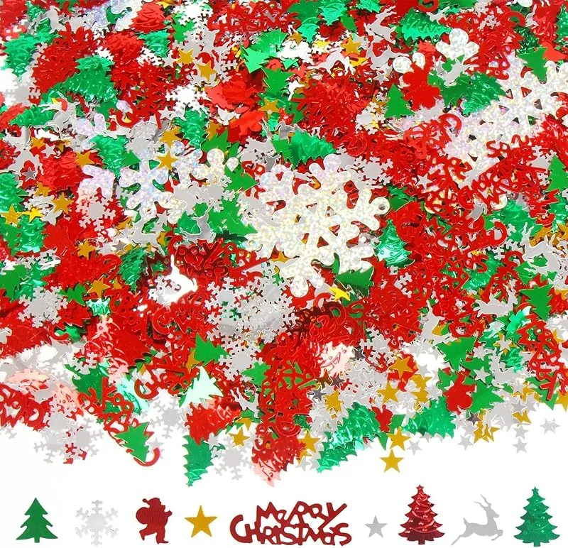 Besuche den GoldRock-Store GoldRock Tischdeko Weihnachten Merry Christmas Konfetti Bunt, Streudeko Weihnachten Deko, Weihnachten Dekoration Confetti, Konfetti Weihnachten Basteln, Schneeflocken Weihnachtsdeko für Party, Neues Jahr — Weihnachtsmode