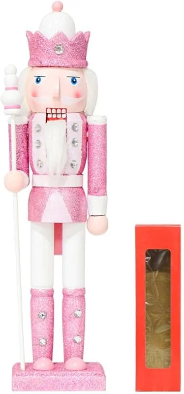 Marke: TAIZhiChen Nussknacker-Figur glitzernd nussknacker pink König-Nussknacker für Sammler, Weihnachtsdekoration, Tischdeko, Kamin