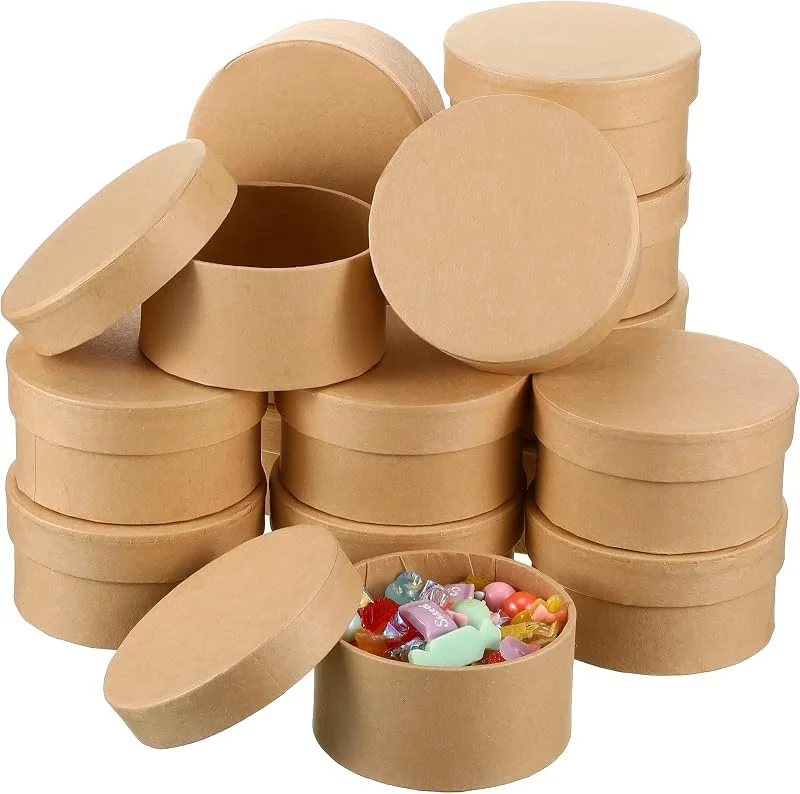 Marke: Geyee 24 Stück runde Pappmaché-Boxen, rund, verschachtelt, DIY-Geschenkbox mit Deckel, 9, 9 cm, Karton, Basteln, runde Boxen, kleine leere Boxen für Kinder, Erwachsene, Aufbewahrung von Schmuck, Schatz — Geschenkverpackung