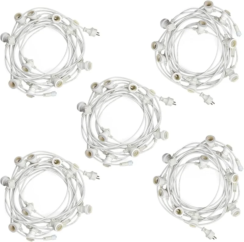 Marke: m MU Mu 50M Lichterkette Außen, Outdoor Erweiterbar Auf 1000W, (5 * 10) Lampenhalter E27 Wetterfest Ip65, lichterkette außen strom Deko für Gartenparty Hochzeit Garten Hochzeit, 5 * 10M, Weiss — Weihnachtsbeleuchtung
