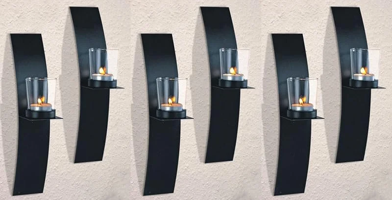 Besuche den Novaliv-Store Novaliv 6X Wandkerzenhalter aus Metall mit Glas 29 x 10 x 6 cm Schwarz Kerzenhalter Teelichterhalter Wohnzimmer Dekoration Wanddeko Kerzen Vintage Deko Teelicht Wandhalter — Kerzenlicht Abendessen