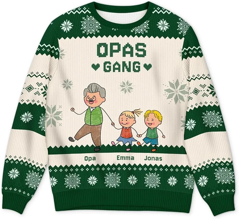 Marke: Geschenke Mall Personalisiertes Weihnachtspullover - Omas, Opas Gang - Weihnachtsoutfit Familie, Ugly Christmas Sweater — Weihnachtsmode