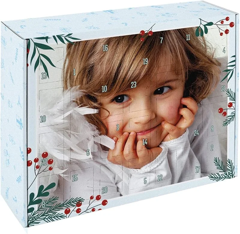 Besuche den Herz & Heim-Store Herz & Heim® DIY Adventskalender zum selbst befüllen, Blau, mit Ihrem Wunschfoto bedruckt — Advent und Tisch