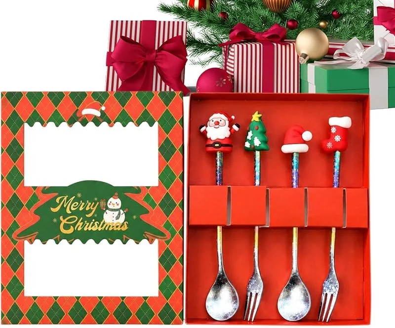 Marke: Gitekain Weihnachtsbesteck-Set mit Löffel und Gabel 4-teiliges Weihnachtsgeschirr — Advent und Tisch