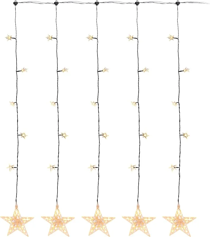Besuche den Spetebo-Store Spetebo LED Sternenvorhang 105x100 cm - 100 LED warmweiß - Stern Lichterkette Fenster Dekoration Lichtervorhang — Weihnachtsbeleuchtung