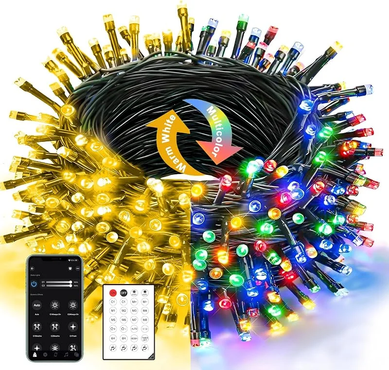 Besuche den Anmossi-Store Smart Lichterkette Außen, 80m 800 LED Lichterkette mit Fernbedienung, APP Steuerung, Musiksynchronisation, Wasserdicht Weihnachtsbeleuchtung für Außen Innen, Weihnachten, Garten, Warmweiß und Farb