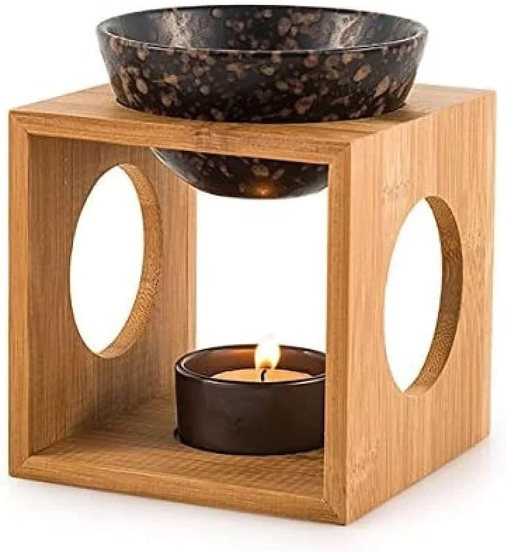 Besuche den pajoma-Store pajoma® Duftlampe Fire aus Bambus, Keramik, L 12 x B 12 x H 12, 5 cm — Advent und Tisch