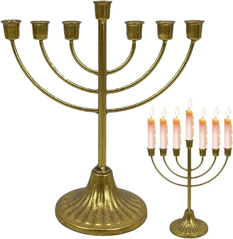 Marke: Eastuy Menora Kerzenständer Kerzenhalter Chanukka Leuchter Mit 7, 9 Zweigen Kerzenhalter, Vintage Gold Chanukkaleuchter Für Shabbat, Tabernakel, Tischdekoration — Kerzenlicht Abendessen