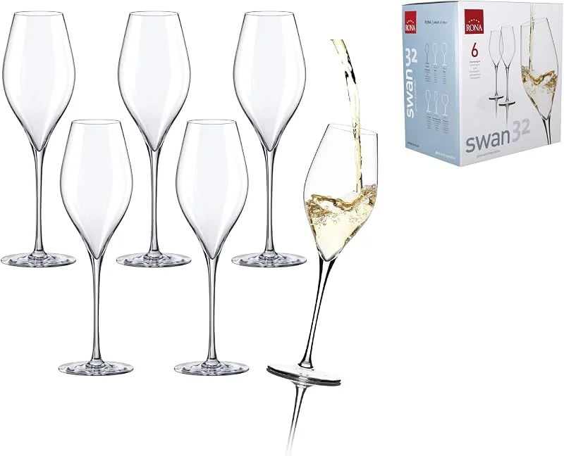 Besuche den RONA-Store RONA SWAN Sektgläser 6er Set, bleifreies Kristallglas, langer Stiel, 320 ml — Wein und Festtafel
