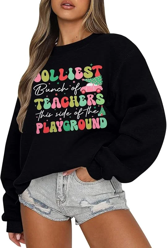 Marke: MYHALF MYHALF Weihnachts-Sweatshirts für Damen, Rundhalsausschnitt, Weihnachtsschleife, Pullover, Hemd, übergroß, Urlaub, hässlicher Pullover — Weihnachtsmode
