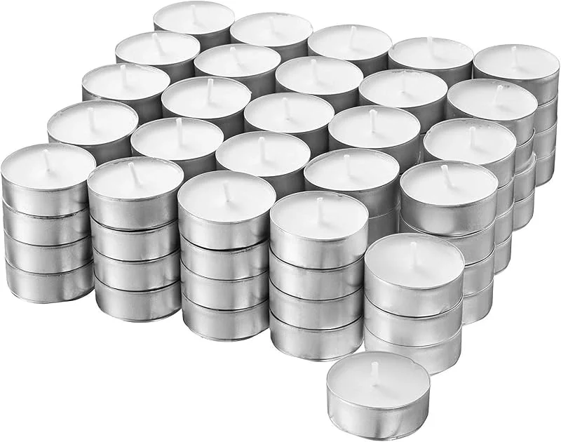 Besuche den S&S-Shop-Store S&S-Shop 600 Teelichter, ca. 4 h Brenndauer, Weiß, unbeduftet, Ø 38 mm, Teelichter, Kerzen, Hochzeit, Deko, Rußfrei — Kerzenlicht Abendessen