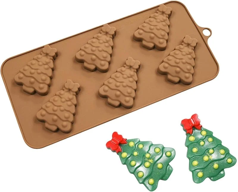 Marke: Generisch Tannenbaum-Silikonform 6 Mulden Antihaft-Dessertbackform zum Backen — Weihnachtskueche