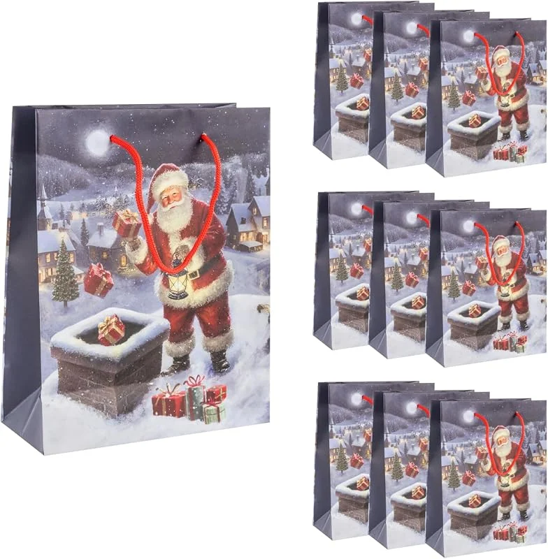 Besuche den Idena-Store Idena Geschenktüten Santa auf dem Dach, 10 Stück, 18 x 23 x 8 cm — Geschenkverpackung