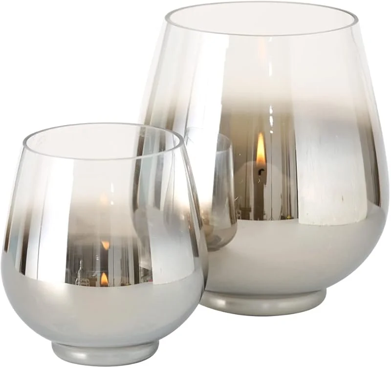 Marke: BOLTZE Boltze Windlicht Grazia, ø 18 cm, silber-transparent — Kerzenlicht Abendessen