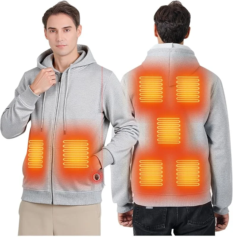 Besuche den UHouse-Store Beheizbarer Hoodie Herren Einstellbare Beheizbare Sweatjacke USB Winter Heizjacke mit 7, 17 Heizzonen Hoody Männer mit Kapuze Elektrische Beheizte Kapuzenpullover mit Reißverschluss Kapuzenjacke — Heizkleidung