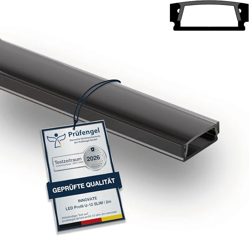 Besuche den INNOVATE-Store INNOVATE U-12 SLIM LED Profil 2m Schwarz 1 Stück 17x6mm Diffusor Schwarz — Weihnachtsbeleuchtung