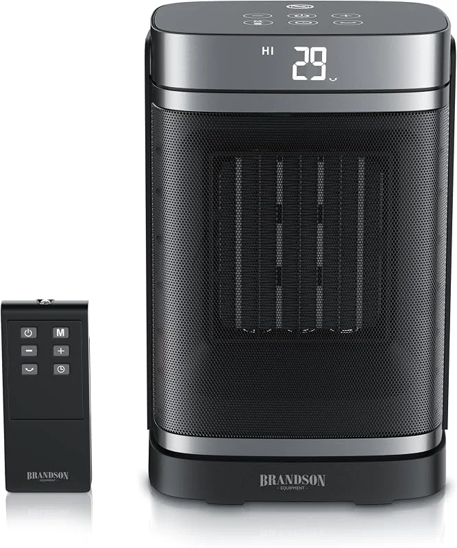 Besuche den Brandson-Store Brandson - Heizlüfter energiesparend leise - Oszillation - mit Fernbedienung - Preisträger - ECO Modus - 2 Stufen - Kindersicherung - Timer - Heizung Keramik Heater - Bad Wohnzimmer Büro Kinderzimmer — Heizung Warmepumpe