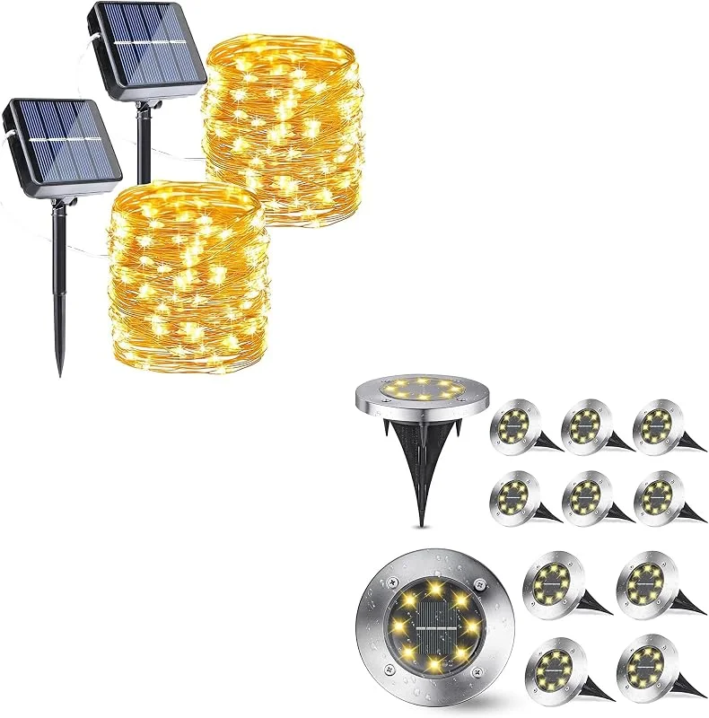 Besuche den Joomer-Store Joomer 2 Stück Solar Lichterkette Aussen, 12 Stück Solar Bodenleuchten Aussen, Solarleuchten für Garten Außen — Weihnachtsbeleuchtung