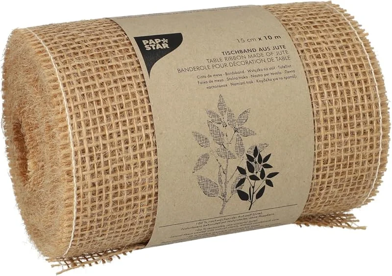 Besuche den PAPSTAR-Store PAPSTAR Juteband Tischläufer Dekoband Jute 10 m x 15 cm - Rustikal für Hochzeit, Tischdeko, Boho & DIY-Basteln — Küche & Haushalt