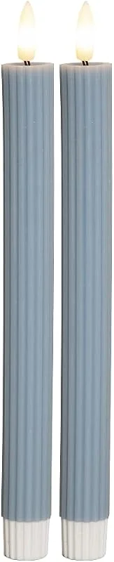 Besuche den Star Trading-Store Star Trading LED Stabkerzen Echtwachs 2er-Set, 25 cm, Timer, Blau-Grau — Kerzenlicht Abendessen
