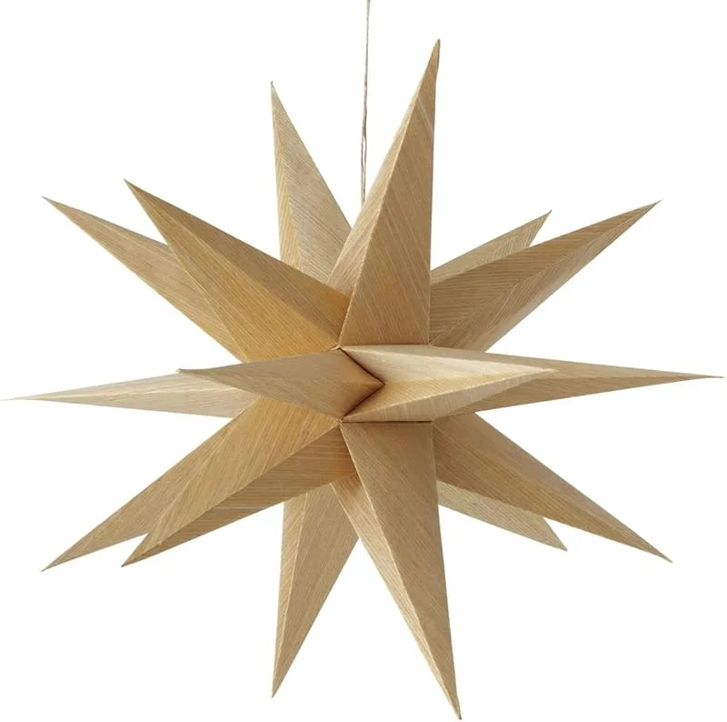 Besuche den Spetebo-Store Spetebo Papier Weihnachtsstern in Holz Optik - 40 cm - 3D Adventstern zum Hängen - Falt Stern Weihnachten Advent Winter Fenster Deko Hänger — Weihnachtsdeko