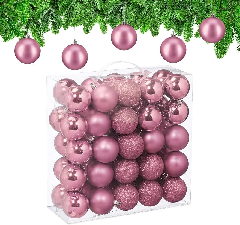 Besuche den Relaxdays-Store Relaxdays Weihnachtskugeln im 50er Set, Kunststoff, D: 6 cm, runde Weihnachtsbaumdeko, Baumschmuck bruchsicher, Farbwahl — Weihnachtsdeko