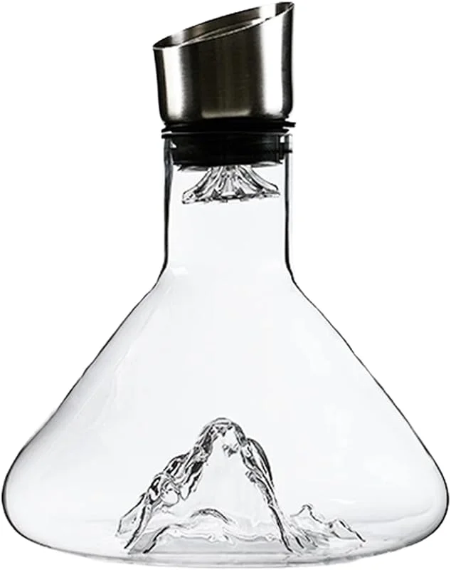 Marke: Generisch Weindekanter, 1500 ml Kristallglaskaraffe Flasche mit integriertem Spender, Handbelüfter für Rot- und Weißwein, Zuhause, Bar, Party, Essen, Geschenk — Wein und Festtafel