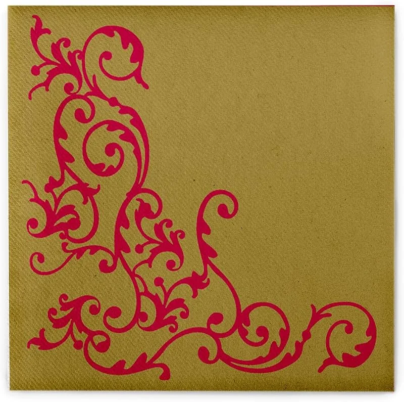 Marke: Mank Mank 50 weihnachtliche stoffähnliche Airlaid Servietten Motiv Pomp Gold Rot ca. 40 x 40 cm 60g Linclass Airlaid 1, 4-Falz, Weihnachtsservietten — Advent und Tisch