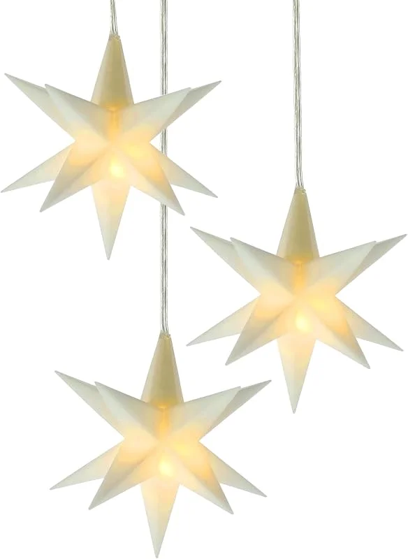 Besuche den Spetebo-Store Spetebo LED Weihnachtsstern 3D warm weiß 12 cm mit Timer - weiß, 3er Set — Weihnachtsdeko