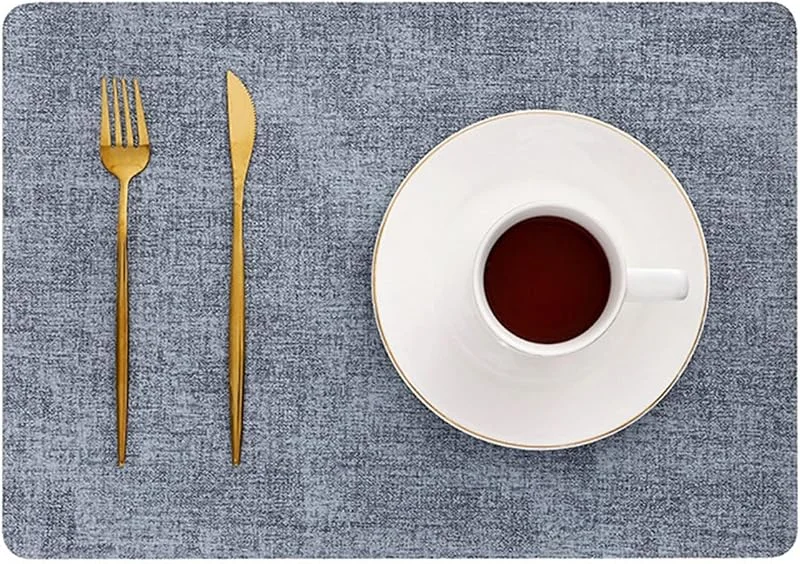 Besuche den Epinki-Store Epinki Tischsets Abwaschbar Quadratisch, 2er Set 43x30CM Platzsets Weihnachten Abwaschbar Rechteckig Einfarbig aus PU Leder, Tischuntersetzer Abwaschbar Weihnachten Nebel Blau für Hotel — Küche & Haushalt