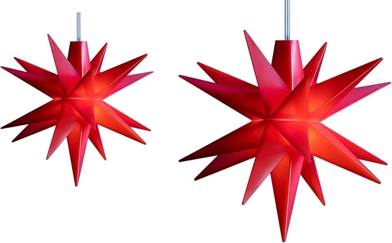 Besuche den Novaliv-Store Novaliv 2er Sparset Weihnachtssterne LED Dekosterne 8cm + 12cm ROT Timerfunktion nur Innen mit 1, 5m Kabel und Batteriefach für 3 AA Batterien 3D Stern 18 Zackig Leuchtstern LED Weihnachtslicht — Weihnachtsdeko