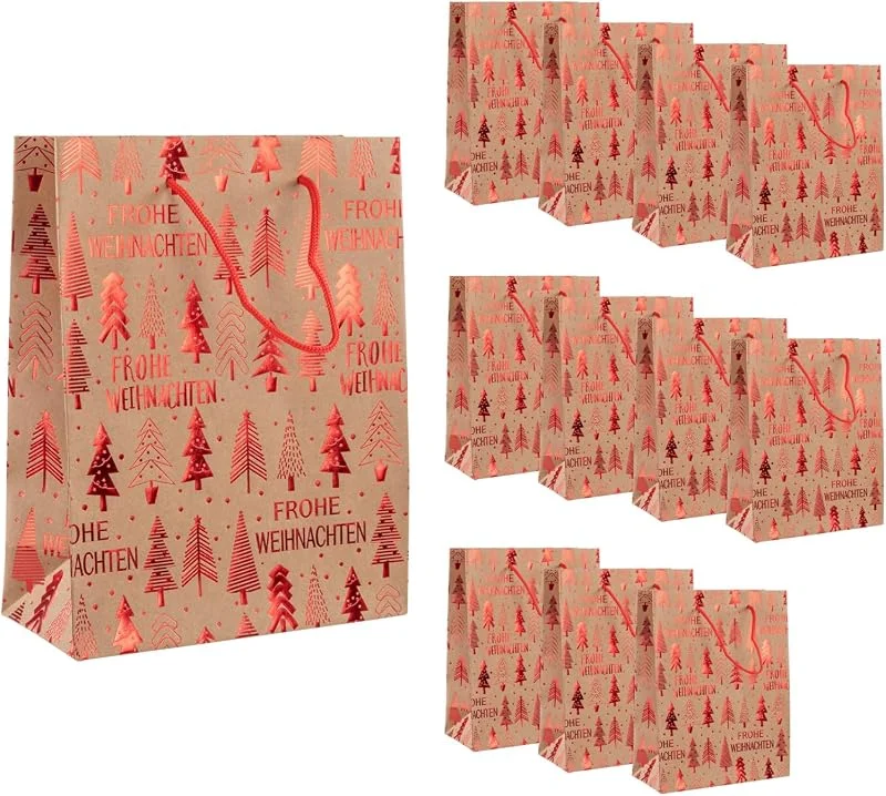 Besuche den Idena-Store Idena Geschenktüten Tannenbaum, 12 Stück, 18 x 23 x 8 cm — Geschenkverpackung