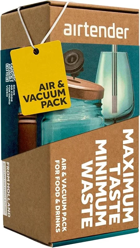 Besuche den Airtender-Store Airtender Air & Vacuum Set (schwarz, 11-tlg. Set, 6x Nanostopper, 1x Vakuumpumpe, 1x Deckelstanze, 1x Luftpumpe, 1x Präzisionsbelüfter, 1x Aufbewahrungsclip, Wein frisch halten) AT9444 — Wein und Festtafel