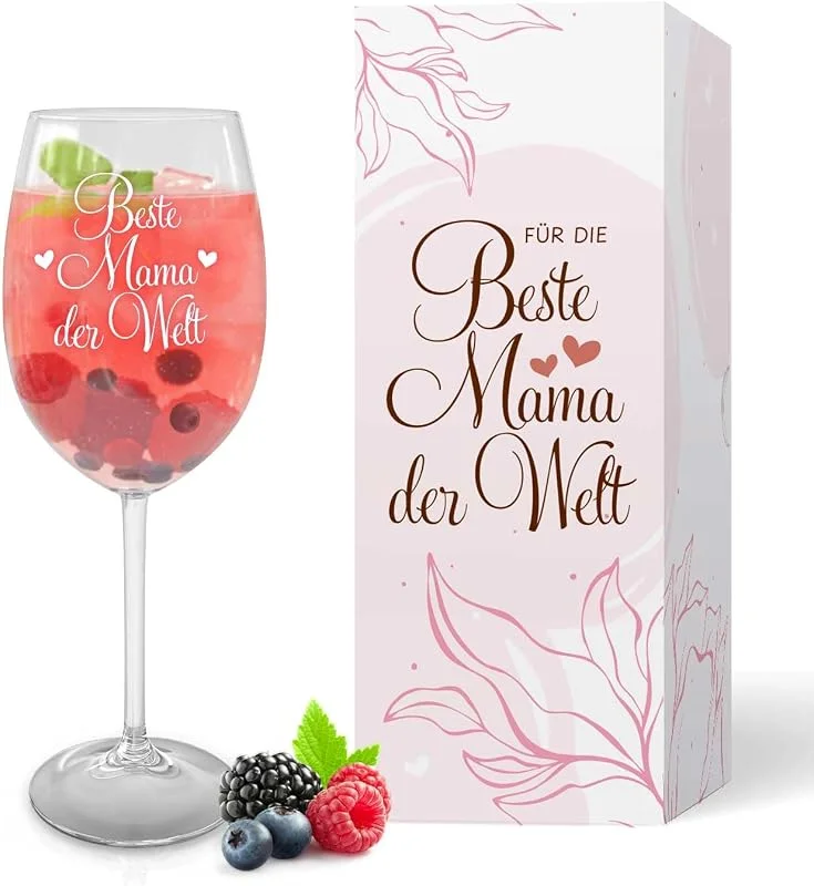 Besuche den GRAVURZEILE-Store GRAVURZEILE Weinglas mit Gravur - Beste Mama der Welt - Geschenk für Mama zum Muttertag - Geschenke für die beste Mutter zum Geburtstag oder Weihnachten — Wein und Festtafel