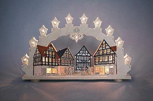 Besuche den weigla-Store Weigla Günter Gläser Leuchtenherstellung Lichterbogen 15 FLG.Altstadt (L, H, T): 66, 0 cm x 41, 0 cm x 6, 0 cm NEU Leuchterbogen Schwibbogen — Weihnachtsdeko