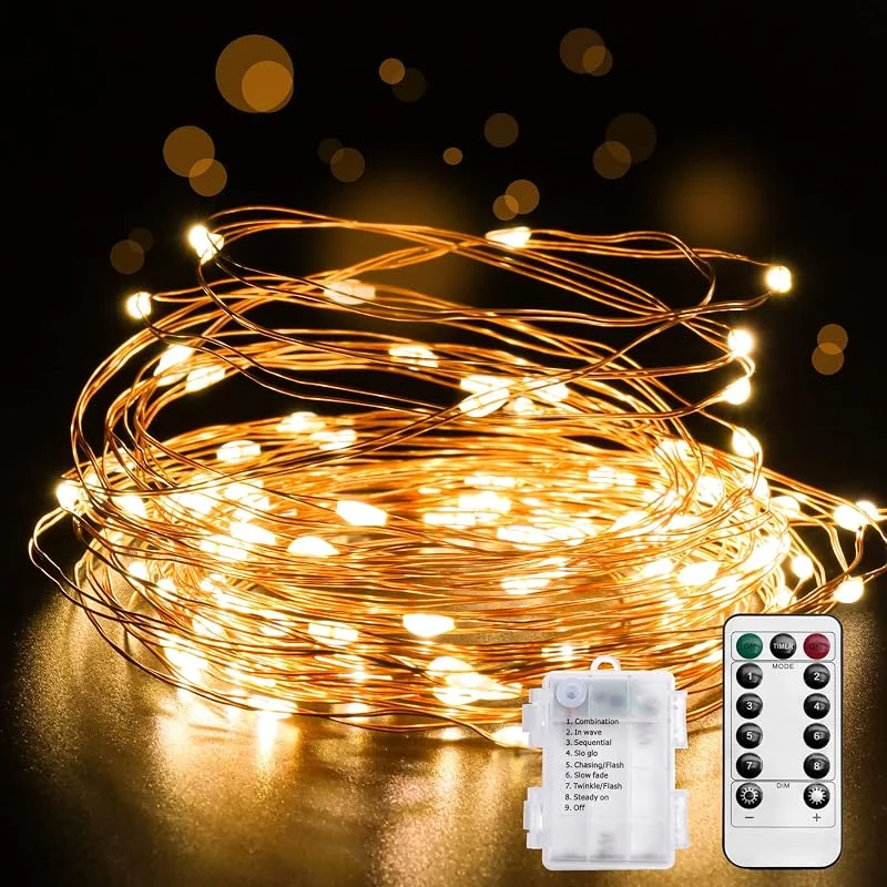Besuche den Aogled-Store Lichterkette Batterie - Kupferdraht Lichter 5M Timer IP67 DIY Draht 50LEDs Micro, Innen Außen Weihnachten Zimmer Party Beleuchtung Deko Garten, A-STRING-50LED, Warmweiß, Lichterkette Batterie - 5m — Weihnachtsbeleuchtung