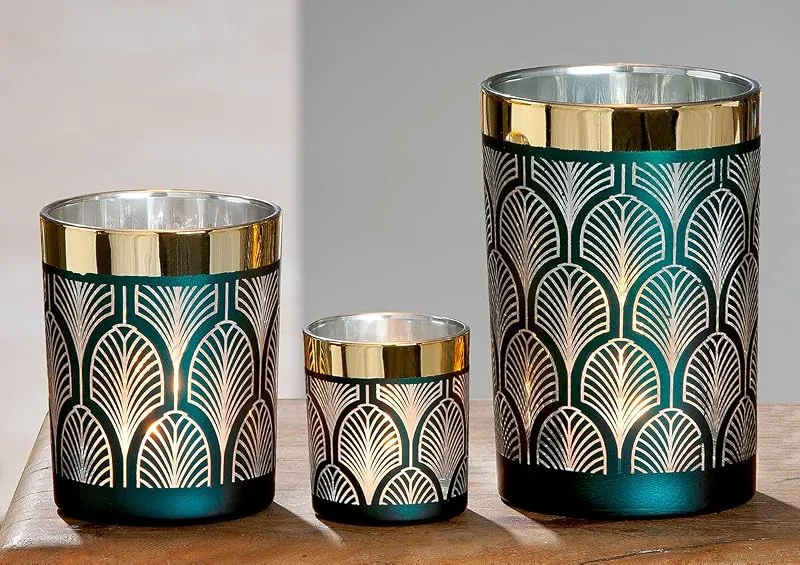 Besuche den GILDE-Store GILDE Windlicht Romeo Glas grün 40826 — Kerzenlicht Abendessen