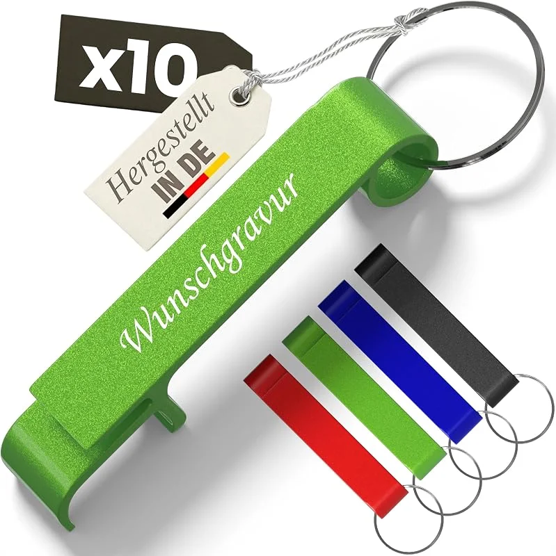 Besuche den Gravurtastisch-Store Gravurtastisch® Flaschenöffner mit Gravur Personalisiert – Bieröffner aus Edelstahl – Geschenk für Männer, Papa & Opa zu Vatertag, Geburtstag – Flaschenöffner mit Namen (Grün, 10 Stück) — Wein und Festtafel