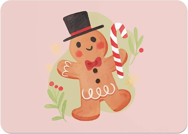 Marke: Fabulous Platzset, weich, Unterseite aus Kork, rosa – Lebkuchenmann, Weihnachtsillustration, großes Format 39, 5 x 28, 5 cm — Küche & Haushalt